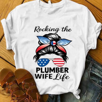 Rocking The Plumber Wife Life - Patriotic Messy Bun