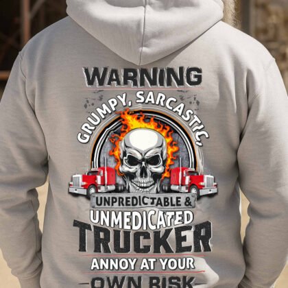 Warning Unmedicated Trucker Apparel – Skull Humor